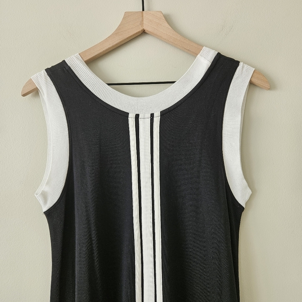 Planet by Lauren G Black & White Pima Cotton Asymmetrical Lagenlook Maxi Dress - Picture 11 of 15